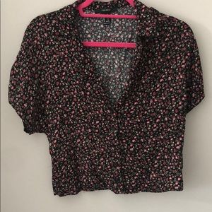 Collared t shirt, floral pattern